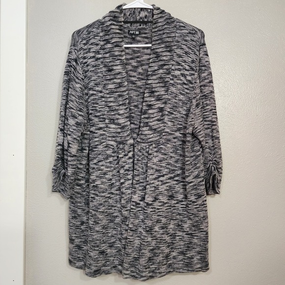 Apt. 9 Sweaters - Apt 9 Knit Cardigan Hook Closure Size XL Black And‎ White Long Sleeve